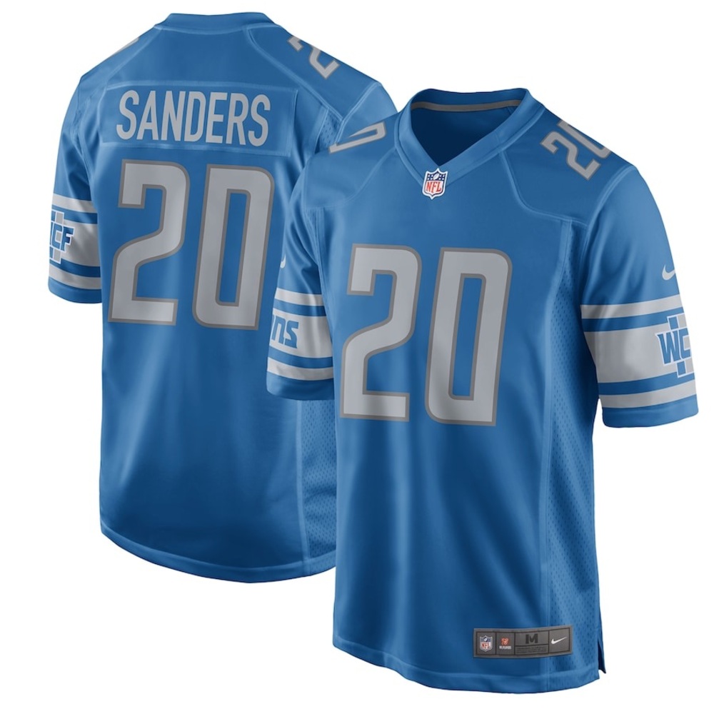 Nike Barry Sanders Blue Detroit Lions Game Retired Player Jersey Size XL